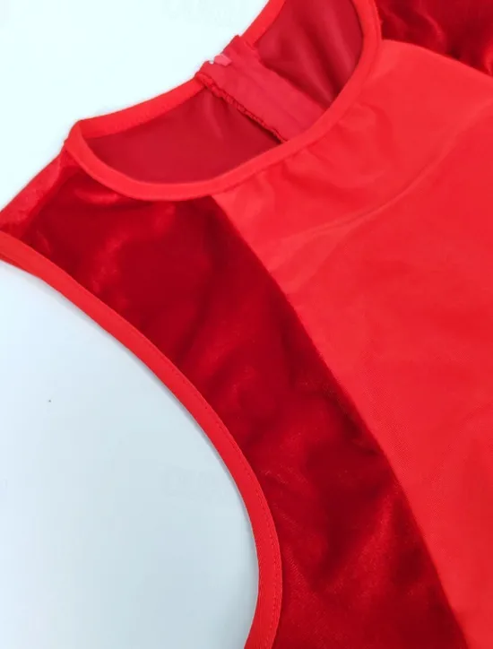 New OUKU Men's Tracksuit Shapewear Bodysuit Gymnastics Suits Crew Neck Outdoor Sports Patchwork Plain Black Red Polyester Activewear Sports & Outdoors Gymnatics Spring