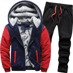 Discount OUKU Men's Tracksuit Sweatsuit Black Red Navy Blue Light Grey Dark Gray Hooded Color Block Drawstring 2 Piece Streetwear Cool Spring Fall Clothing Apparel Hoodies Sweatshirts
