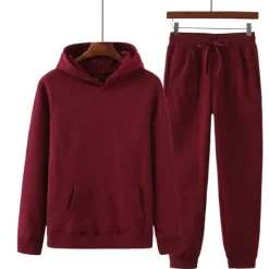 New OUKU Men's Tracksuit Sweatsuit Jogging Suits Wine Red Black White Yellow Pink Hooded Plain Drawstring 2 Piece Sports & Outdoor Sports Streetwear Streetwear Casual Big and Tall Fall & Winter Clothing