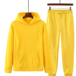 New OUKU Men's Tracksuit Sweatsuit Jogging Suits Wine Red Black White Yellow Pink Hooded Plain Drawstring 2 Piece Sports & Outdoor Sports Streetwear Streetwear Casual Big and Tall Fall & Winter Clothing