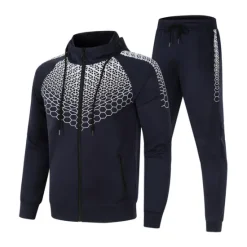 Best OUKU Men's Tracksuit Sweatsuit 2 Piece Full Zip Casual Winter Long Sleeve Thermal Warm Breathable Moisture Wicking Fitness Gym Workout Running Sportswear Activewear Navy Black White