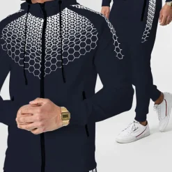 Best OUKU Men's Tracksuit Sweatsuit 2 Piece Full Zip Casual Winter Long Sleeve Thermal Warm Breathable Moisture Wicking Fitness Gym Workout Running Sportswear Activewear Navy Black White