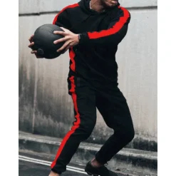 Sale OUKU Men's Tracksuit Sweatsuit 2 Piece Street Winter Long Sleeve Thermal Warm Breathable Moisture Wicking Fitness Gym Workout Running Sportswear Activewear Stripes Black Yellow Red