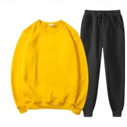 Online OUKU Men's Tracksuit Sweatsuit Jogging Suits White Yellow Orange Gray Crew Neck Plain 2 Piece Sports & Outdoor Daily Holiday Streetwear Basic Casual Spring & Fall Clothing Apparel Hoodies Sweatshirts