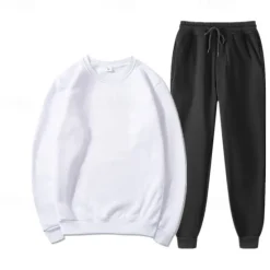 Online OUKU Men's Tracksuit Sweatsuit Jogging Suits White Yellow Orange Gray Crew Neck Plain 2 Piece Sports & Outdoor Daily Holiday Streetwear Basic Casual Spring & Fall Clothing Apparel Hoodies Sweatshirts