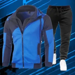 Best OUKU Men's Tracksuit Sweatsuit 2 Piece Athletic Winter Long Sleeve Thermal Warm Breathable Soft Fitness Running Jogging Sportswear Activewear Color Block Dark Grey White Red