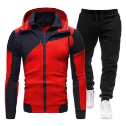 Best OUKU Men's Tracksuit Sweatsuit 2 Piece Athletic Winter Long Sleeve Thermal Warm Breathable Soft Fitness Running Jogging Sportswear Activewear Color Block Dark Grey White Red