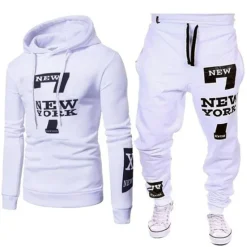 Hot OUKU Men's Tracksuit Sweatsuit 2 Piece Street Long Sleeve Thermal Warm Moisture Wicking Soft Fitness Gym Workout Running Sportswear Activewear White Black Grey / Hoodie / Micro-elastic / Athleisure