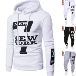 Hot OUKU Men's Tracksuit Sweatsuit 2 Piece Street Long Sleeve Thermal Warm Moisture Wicking Soft Fitness Gym Workout Running Sportswear Activewear White Black Grey / Hoodie / Micro-elastic / Athleisure