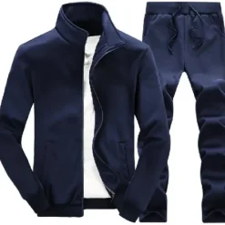 Outlet OUKU Men's Tracksuit Sweatsuit 2 Piece Full Zip Street Winter Long Sleeve Thermal Warm Breathable Moisture Wicking Fitness Running Active Training Sportswear Activewear Solid Colored White Black Light Grey