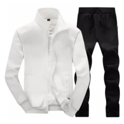 Outlet OUKU Men's Tracksuit Sweatsuit 2 Piece Full Zip Street Winter Long Sleeve Thermal Warm Breathable Moisture Wicking Fitness Running Active Training Sportswear Activewear Solid Colored White Black Light Grey