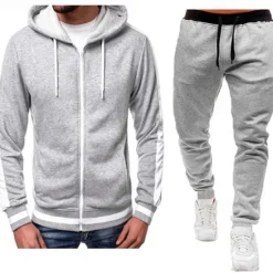 Clearance OUKU Men's Tracksuit Sweatsuit Zip Hoodie Sweatshirt Hoodie Jacket Jogging Suits Red & Black Black+Light Grey Dark Grey+Light Grey Red+Light Grey Red+Dark Grey Hooded Color Block Drawstring 2 Piece Sports