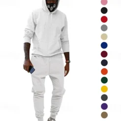 Online OUKU Men's Tracksuit Sweatsuit 2 Piece Athletic Winter Long Sleeve Thermal Warm Breathable Moisture Wicking Fitness Running Jogging Sportswear Activewear Solid Colored Light Brown Black White