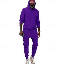 Online OUKU Men's Tracksuit Sweatsuit 2 Piece Athletic Winter Long Sleeve Thermal Warm Breathable Moisture Wicking Fitness Running Jogging Sportswear Activewear Solid Colored Light Brown Black White
