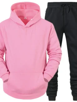 Discount OUKU Men's Tracksuit Sweatsuit Jogging Suits White suit Logo can be customized Black set Light gray + black pants Dark gray + black pants Sports & Outdoor Sportswear Clothing Apparel Hoodies Sweatshirts