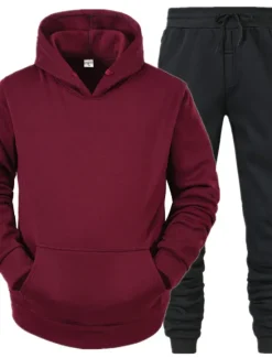 Discount OUKU Men's Tracksuit Sweatsuit Jogging Suits White suit Logo can be customized Black set Light gray + black pants Dark gray + black pants Sports & Outdoor Sportswear Clothing Apparel Hoodies Sweatshirts