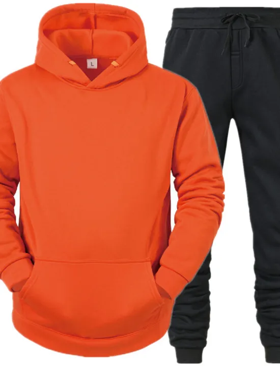 Discount OUKU Men's Tracksuit Sweatsuit Jogging Suits White suit Logo can be customized Black set Light gray + black pants Dark gray + black pants Sports & Outdoor Sportswear Clothing Apparel Hoodies Sweatshirts