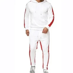Online OUKU Men's Tracksuit Sweatsuit Jogging Suits Black White Yellow Red Dark Gray Sports & Outdoor Sportswear Clothing Apparel Hoodies Sweatshirts