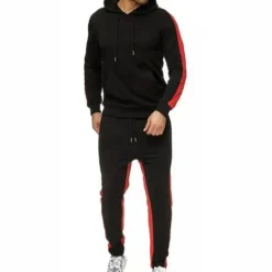 Online OUKU Men's Tracksuit Sweatsuit Jogging Suits Black White Yellow Red Dark Gray Sports & Outdoor Sportswear Clothing Apparel Hoodies Sweatshirts