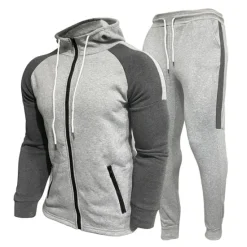 Discount OUKU Men's Tracksuit Sweatsuit Jogging Suits Black White Navy Blue Gray Standing Collar Color Block Drawstring 2 Piece Sports & Outdoor Daily Sports Basic Casual Big and Tall Fall Spring Clothing Apparel