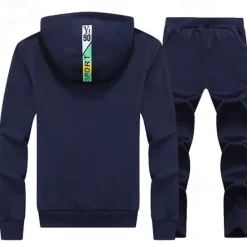 Hot OUKU Men's Tracksuit Sweatsuit Jogging Suits Black Blue Light Grey Hooded Letter Zipper Pocket 2 Piece Sports Streetwear Streetwear Cool Casual Spring & Fall Clothing Apparel Hoodies Sweatshirts