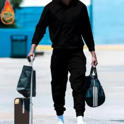 New OUKU Men's Tracksuit Sweatsuit 2 Piece Athletic Long Sleeve Thermal Warm Breathable Moisture Wicking Fitness Running Jogging Sportswear Activewear Solid Colored Black White Yellow
