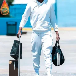 New OUKU Men's Tracksuit Sweatsuit 2 Piece Athletic Long Sleeve Thermal Warm Breathable Moisture Wicking Fitness Running Jogging Sportswear Activewear Solid Colored Black White Yellow