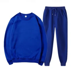 Clearance OUKU Men's Tracksuit Sweatsuit Jogging Suits Black Blue Orange Light Grey Crew Neck Plain 2 Piece Sports & Outdoor Daily Holiday Streetwear Basic Casual Spring & Fall Clothing Apparel Hoodies Sweatshirts