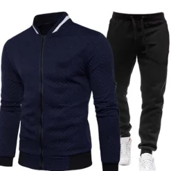 Sale OUKU Men's Tracksuit Sweatsuit Zip Sweatshirt Jacket Jogging Suits Wine Red Black White Navy Blue Dark Gray Standing Collar Plain 2 Piece Sports & Outdoor Sports Streetwear Streetwear Casual Big and Tall