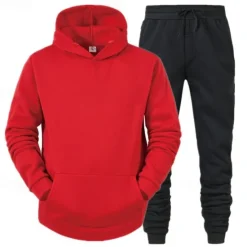 Hot OUKU Men's Tracksuit Sweatsuit Jogging Suits Black Red Royal Blue Light Grey Hooded Plain Pocket 2 Piece Sports & Outdoor Daily Holiday Streetwear Basic Casual Spring & Fall Clothing Apparel Hoodies