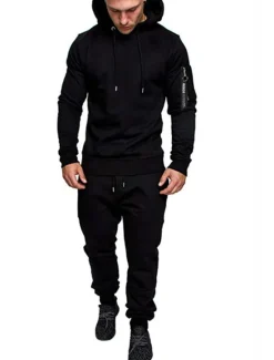 Discount OUKU Men's Tracksuit Sweatsuit Black Dark Gray Light Grey Camouflage Gray Camouflage Green Hooded Sports & Outdoor Cool Winter Clothing Apparel Hoodies Sweatshirts Long Sleeve