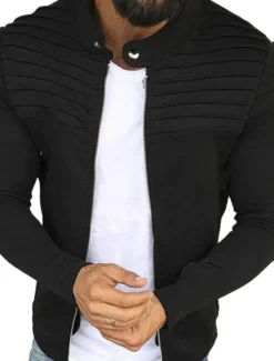 New OUKU Men's Transition Jacket Casual Jacket Shacket Cardigan Daily Wear Autumn / Fall Navy Wine Red Black Light Grey Puffer Jacket