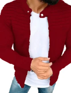 New OUKU Men's Transition Jacket Casual Jacket Shacket Cardigan Daily Wear Autumn / Fall Navy Wine Red Black Light Grey Puffer Jacket