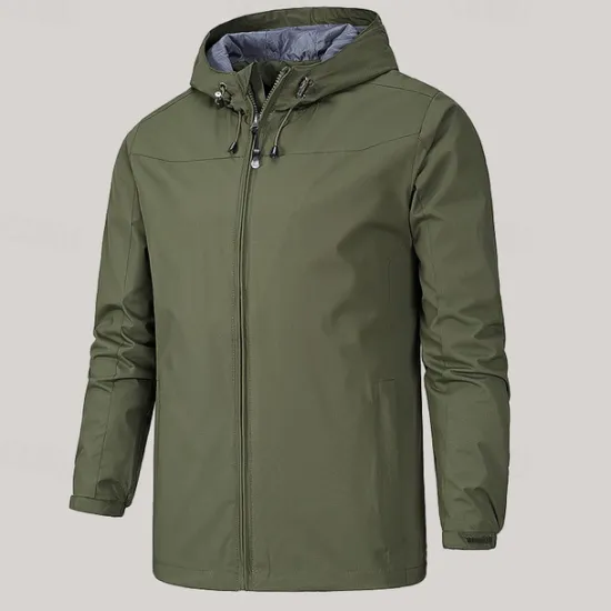 Online OUKU Men's Transition Jacket Camping & Hiking Waterproof Lightweight Hooded All Seasons Solid Color Outdoor Black Army Green Red Dark Navy Blue Jacket