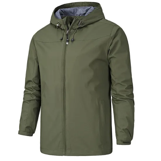 Online OUKU Men's Transition Jacket Camping & Hiking Waterproof Lightweight Hooded All Seasons Solid Color Outdoor Black Army Green Red Dark Navy Blue Jacket