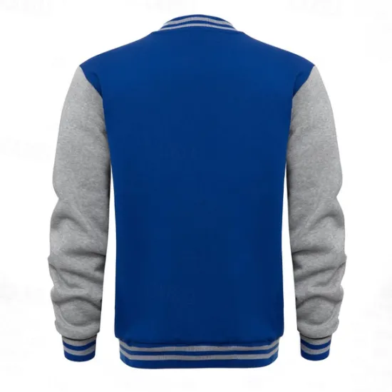 Outlet OUKU Men's Transition Jacket Varsity Jacket Baseball Physical Therapy Basic All Seasons Classic School Uniforms Regular Black Navy Blue Royal Blue Light Grey Jacket
