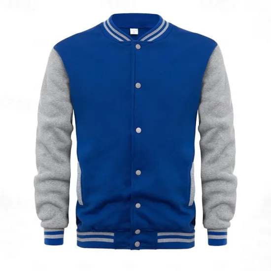Outlet OUKU Men's Transition Jacket Varsity Jacket Baseball Physical Therapy Basic All Seasons Classic School Uniforms Regular Black Navy Blue Royal Blue Light Grey Jacket