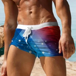 Best OUKU Men's Tree Coconut Tree Plants Swim Trunks Swim Shorts Board Shorts Mid Waist Fashion Designer Surfing Holiday Beach Pocket Drawstring Elastic Waist Designer Clothing Apparel