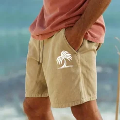 Best OUKU Men's Tree Coconut Tree Shorts Summer Shorts Beach Shorts Mid Waist Hawaiian Casual Outdoor Holiday Going out Drawstring Elastic Waist Print Designer Clothing Apparel