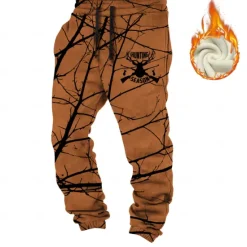 Outlet OUKU Men's Tree Fleece Sweatpants Drawstring Elastic Waist Vintage Casual Outdoor Home Dailywear Pocket Thermal Winter 3D Print Brown