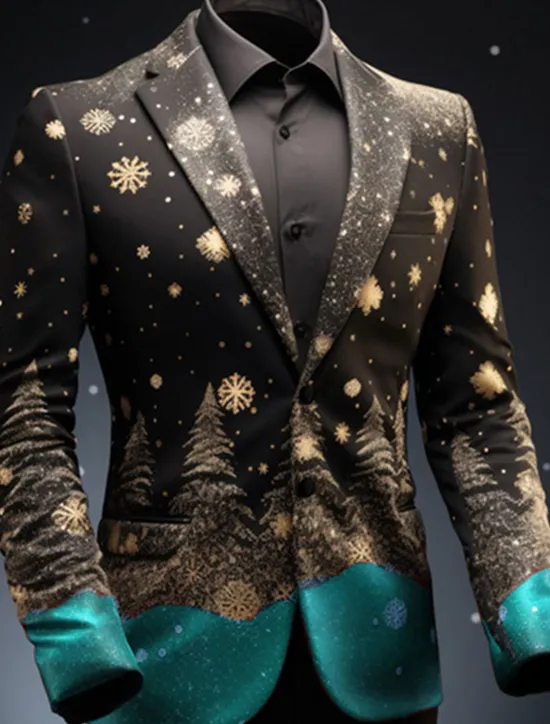 New OUKU Men's Tree Long Sleeve Turndown Business Work Wear to work Going out Buttons Print Multi Pocket