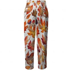 Online OUKU Men's Trees / Leaves Dress Pants Mid Waist Vintage Casual Formal Dailywear Pocket Summer Spring Fall 3D Print Orange