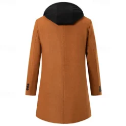 Hot OUKU Men's Trench Coat Long Trench Coat Daily Vacation Fall & Winter Polyester Thermal Warm Outerwear Clothing Apparel Fashion Classic Color Block Patchwork Hooded Single Breasted