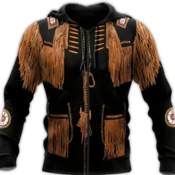 Best OUKU Men's Tribal Graphic Prints Hoodie Hoodies Sweatshirt Streetwear Designer Long Sleeve Hooded Sports & Outdoor Daily Sports Zipper Print Spring & Fall Designer Brown
