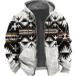 Discount OUKU Men's Tribal Graphic Prints Hoodie Hoodies Sweatshirt Sports Ethnic Long Sleeve Hooded Vacation Holiday Streetwear Blue Green Pocket Print Spring & Fall Designer