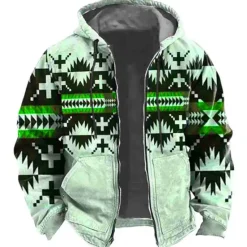 Discount OUKU Men's Tribal Graphic Prints Hoodie Hoodies Sweatshirt Sports Ethnic Long Sleeve Hooded Vacation Holiday Streetwear Blue Green Pocket Print Spring & Fall Designer