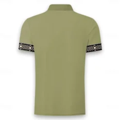 Online OUKU Men's Tribal Polo Shirts Golf Shirt Short Sleeve Polo Shirts Collared Shirts Vacation Wear Party Outfits Buttons 3D Print Summer Spring Blue Green Khaki