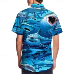 Sale OUKU Men's Tropical Fish Underwater World Shirt Summer Hawaiian Shirt Camp Collar Shirt Short Sleeve Shirt Turndown Fashion Designer Casual Outdoor Street Casual Sea Blue Navy Blue Royal Blue 3D Print S M