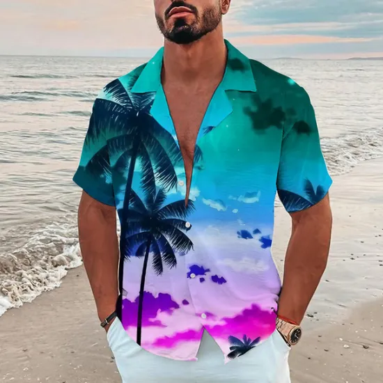 Sale OUKU Men's Tropical Fish Underwater World Shirt Summer Hawaiian Shirt Camp Collar Shirt Short Sleeve Shirt Turndown Fashion Designer Casual Outdoor Street Casual Sea Blue Navy Blue Royal Blue 3D Print S M