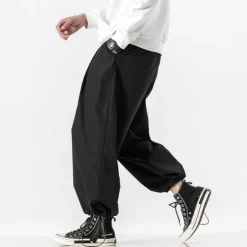 OUKU Men's Trousers Baggy Pants Harem Pants Casual Pants Baggy Harem Pants Pocket Wide Leg Leg Drawstring Solid Color Comfort Sports Daily Streetwear Casual / Sporty Black Grey Micro-elastic